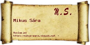 Mikus Sára névjegykártya
